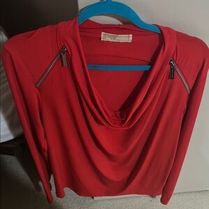 Michael Kors Red Cowl Neck Top